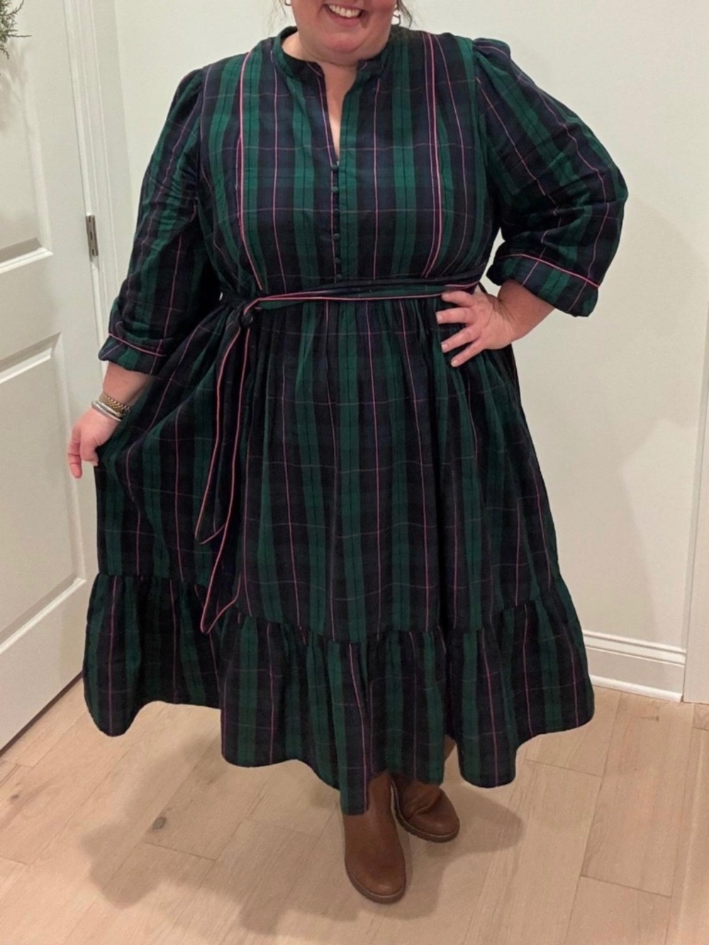 Crown & Ivy Plus Size Midi Split Neck Dress 3X
